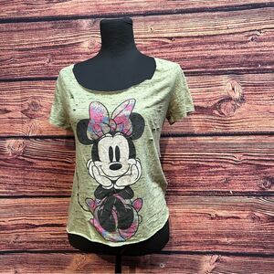 Disney Minnie Mouse Women's Large Green Shirt Top Blouse Customized Open Back